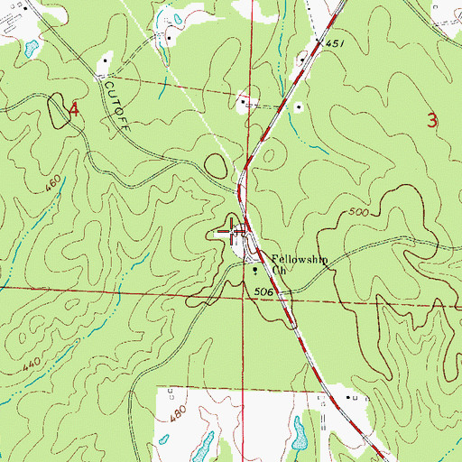 Topographic Map of Fellowship Cemetery, AR