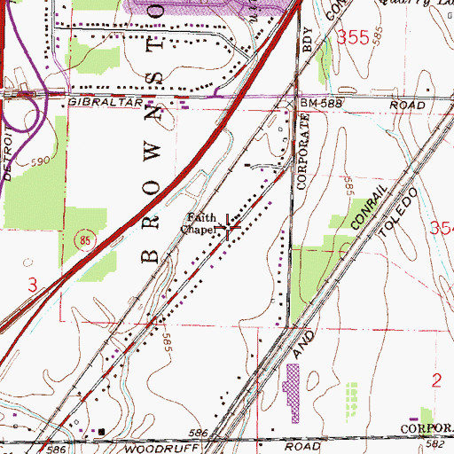 Topographic Map of Faith Chapel, MI