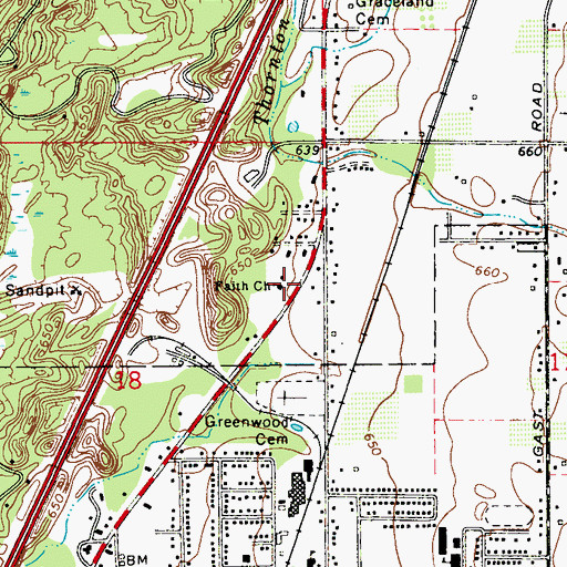 Topographic Map of Faith Church, MI
