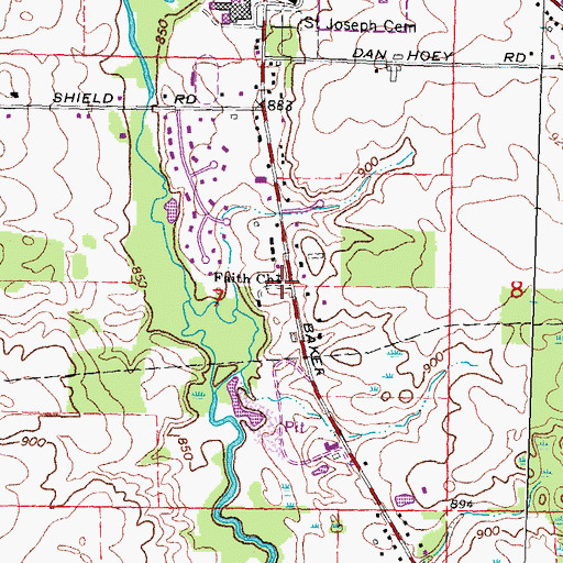 Topographic Map of Faith Church, MI