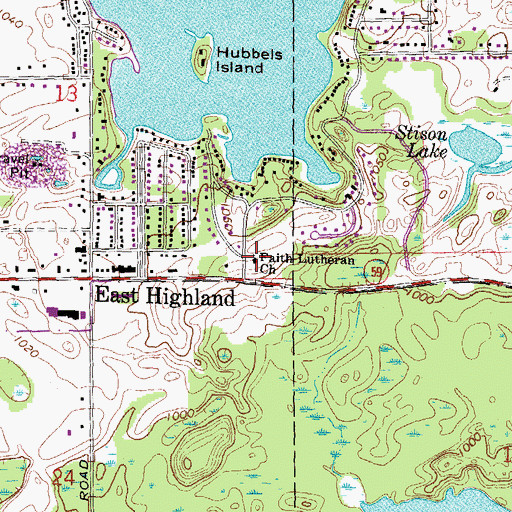 Topographic Map of Faith Lutheran Church, MI
