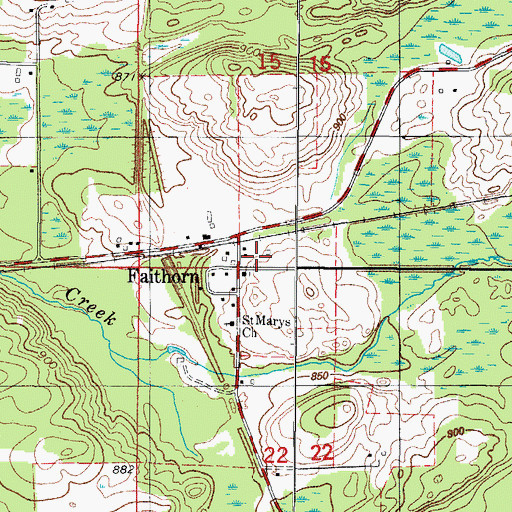 Topographic Map of Faithorn, MI