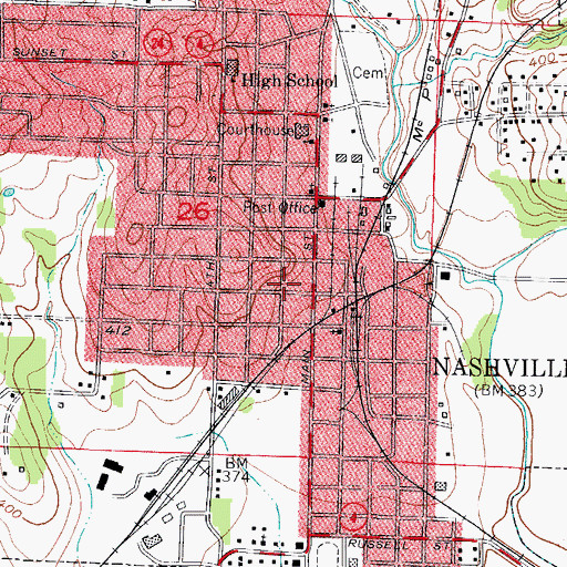 Topographic Map of First Presbyterian Church, AR