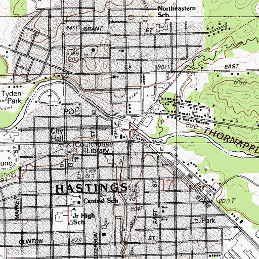 Topographic Map of Fall Creek, MI