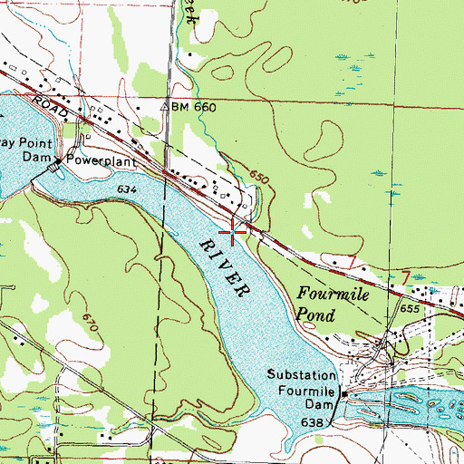 Topographic Map of Fall Creek, MI