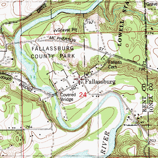 Topographic Map of Fallassburg, MI