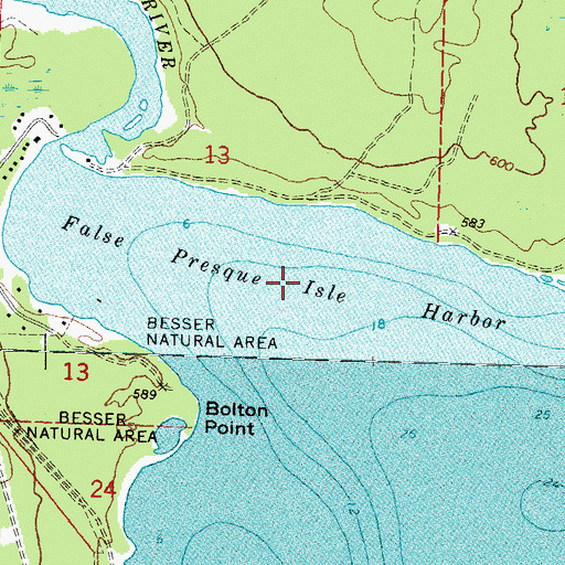 Topographic Map of False Presque Isle Harbor, MI