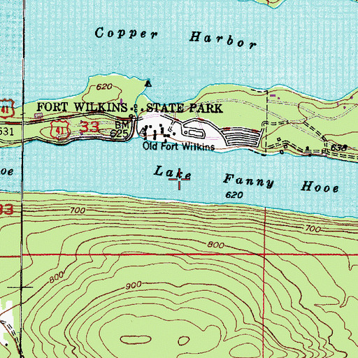 Topographic Map of Lake Fanny Hooe, MI
