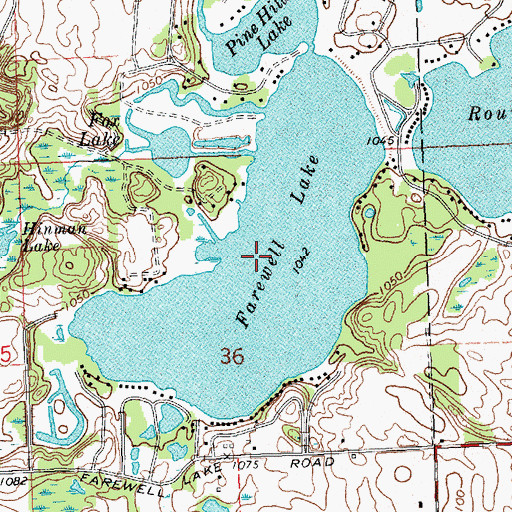 Topographic Map of Farewell Lake, MI