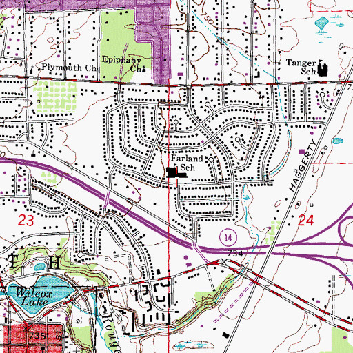Topographic Map of Farland School, MI