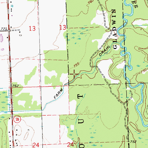 Topographic Map of Farm Drain, MI