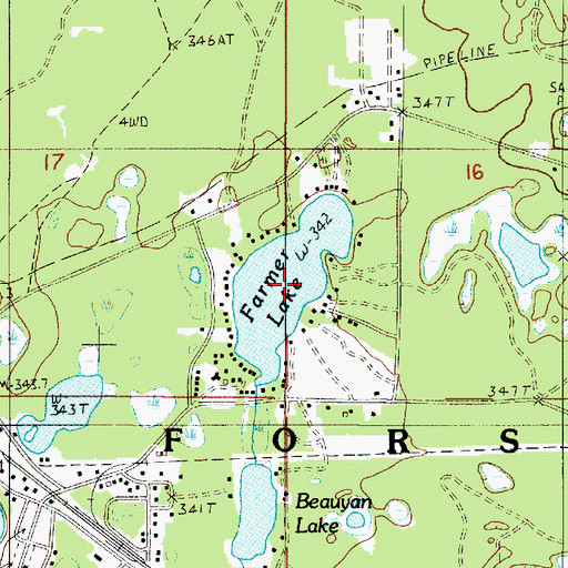 Topographic Map of Farmer Lake, MI