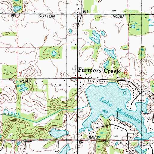 Topographic Map of Farmers Creek, MI