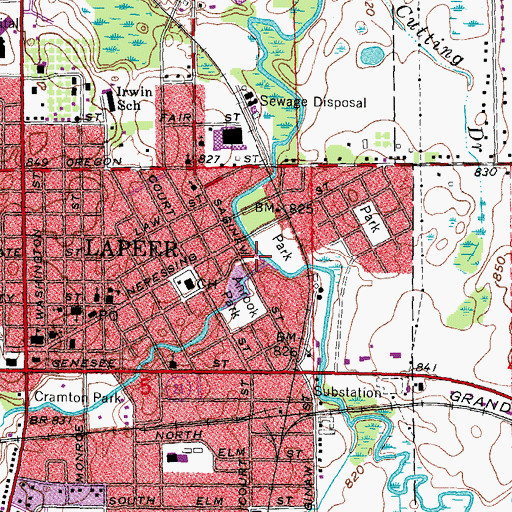 Topographic Map of Farmers Creek, MI