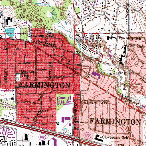 Topographic Map of Farmington, MI