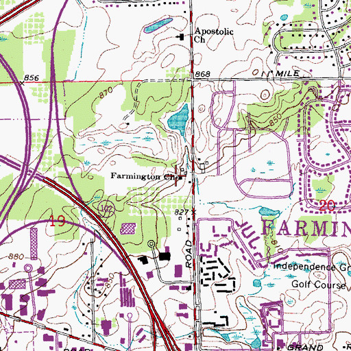 Topographic Map of Farmington Church, MI