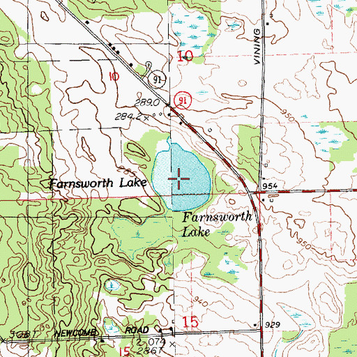 Topographic Map of Farnsworth Lake, MI
