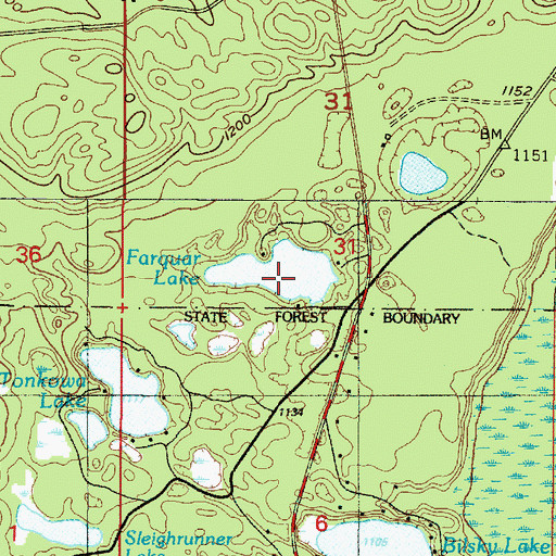 Topographic Map of Farquar Lake, MI