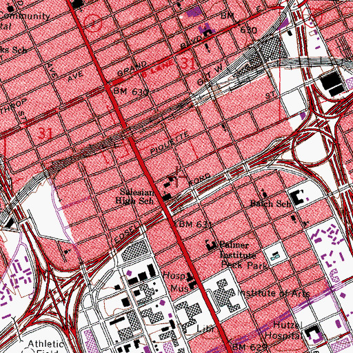Topographic Map of Farrand School, MI