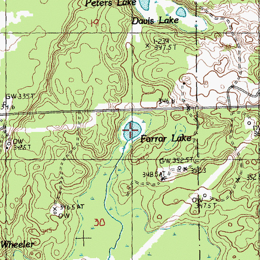 Topographic Map of Farrar Lake, MI