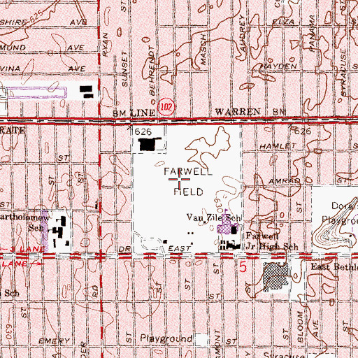 Topographic Map of Farwell Field, MI