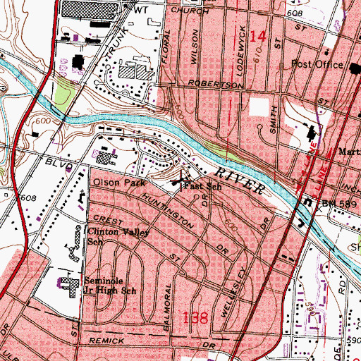 Topographic Map of Fast School, MI