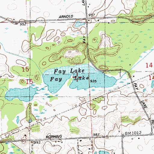 Topographic Map of Fay Lake, MI
