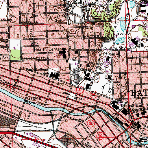 Topographic Map of Hart-Dole-Inouye Federal Center, MI