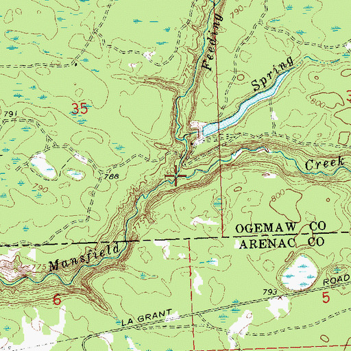 Topographic Map of Feeding Ground Creek, MI