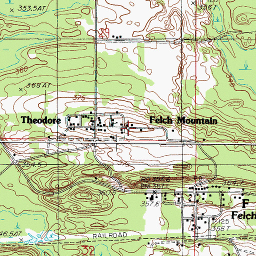 Topographic Map of Felch Mountain, MI