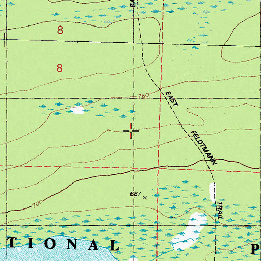 Topographic Map of Feldtmann Ridge Trail, MI