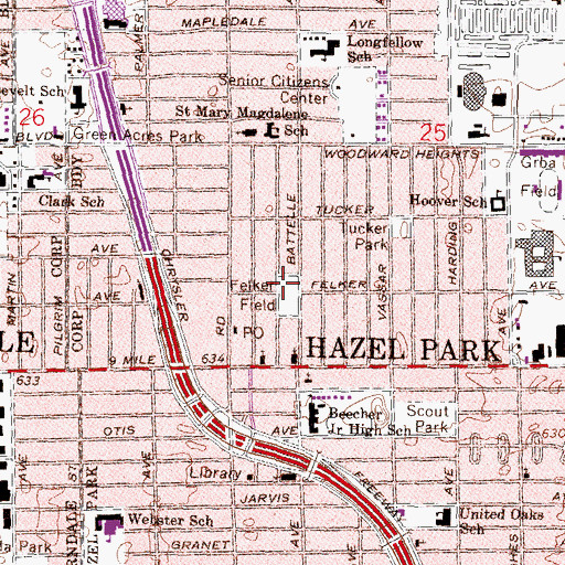 Topographic Map of Felker Field, MI