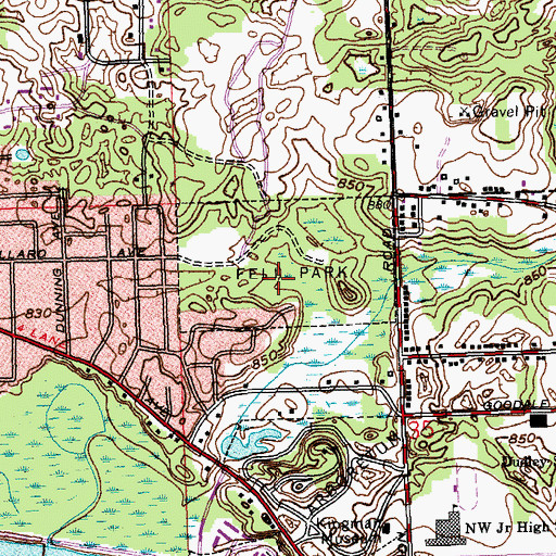 Topographic Map of Fell Park, MI