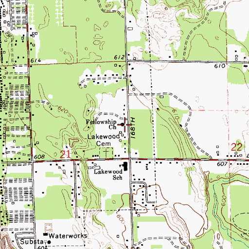 Topographic Map of Fellowship Church, MI