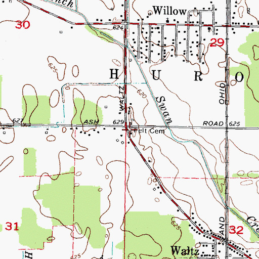Topographic Map of Felt Cemetery, MI
