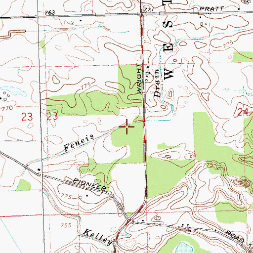 Topographic Map of Feneis Drain, MI