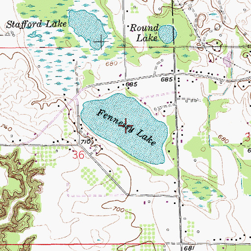 Topographic Map of Fennessy Lake, MI