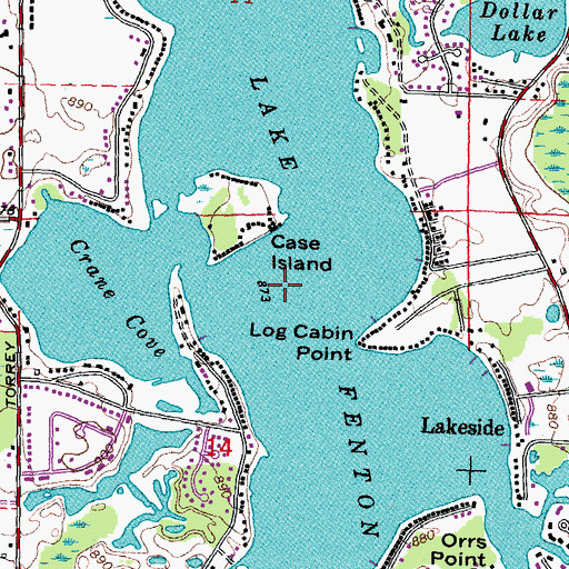 Topographic Map of Lake Fenton, MI