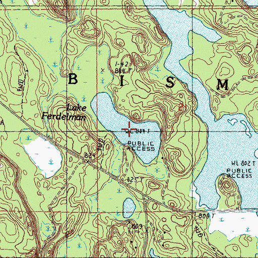 Topographic Map of Lake Ferdelman, MI