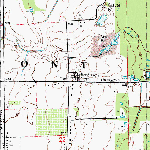 Topographic Map of Ferguson Cemetery, MI