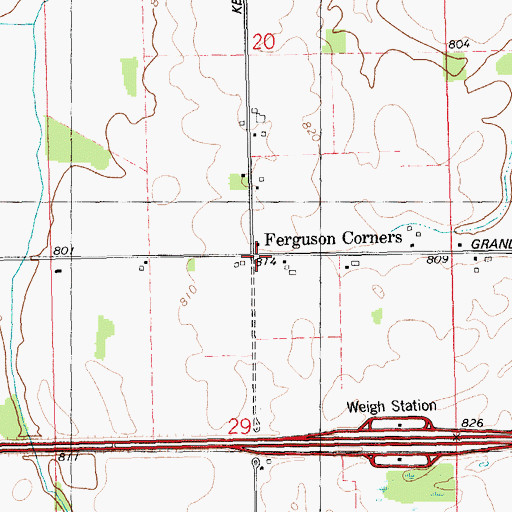 Topographic Map of Ferguson Corners, MI