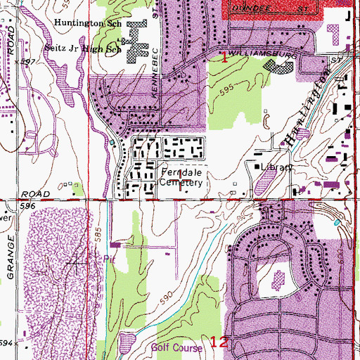 Topographic Map of Ferndale Cemetery, MI
