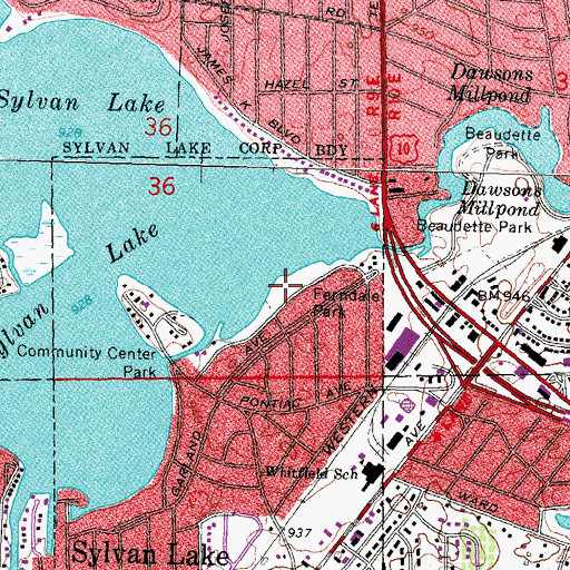 Topographic Map of Ferndale Park, MI