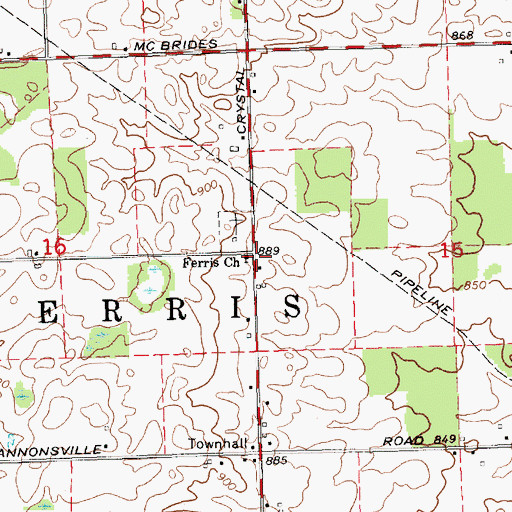 Topographic Map of Ferris Church, MI
