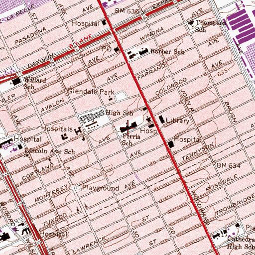 Topographic Map of Ferris School, MI