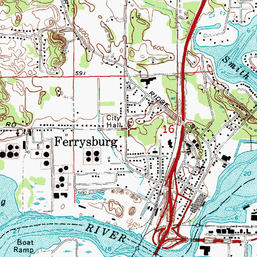 Topographic Map of Ferrysburg, MI