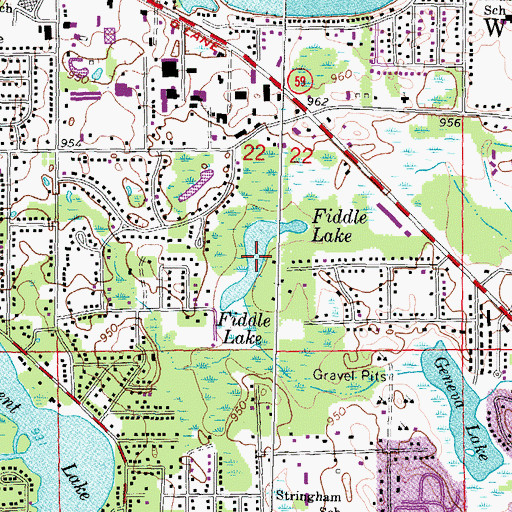 Topographic Map of Fiddle Lake, MI