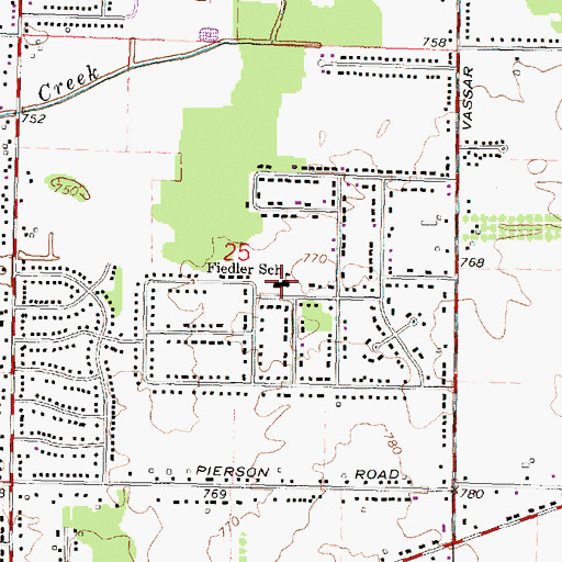 Topographic Map of Fiedler School, MI