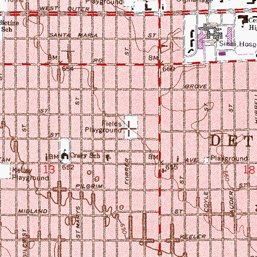 Topographic Map of Fields Playground, MI