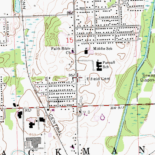 Topographic Map of Fifield Cemetery, MI
